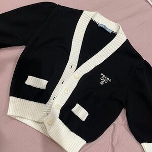 PRADA Crop cotton knit Cardigan 40